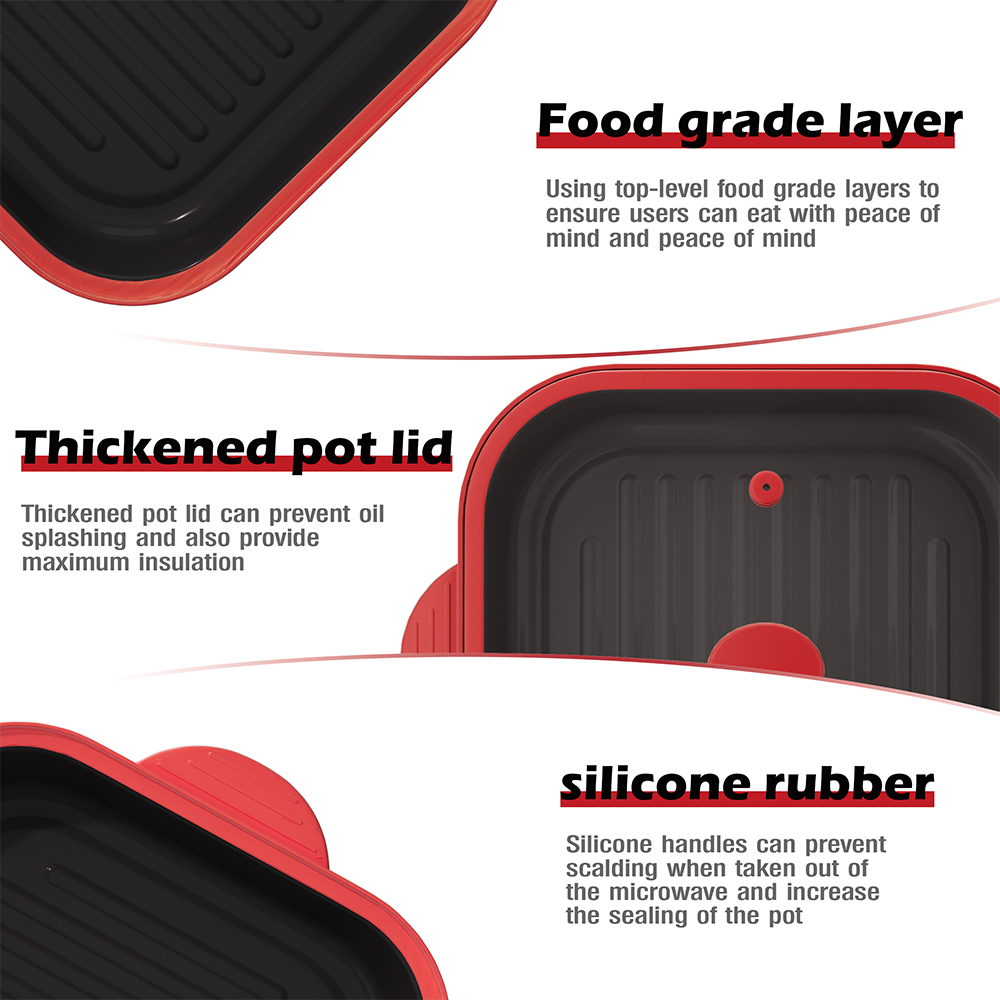 Microwave Glass Lid Square Pot