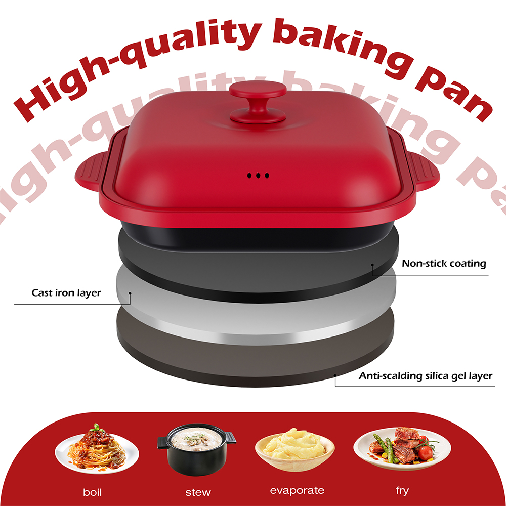 Microwave Steel Lid Square Pot
