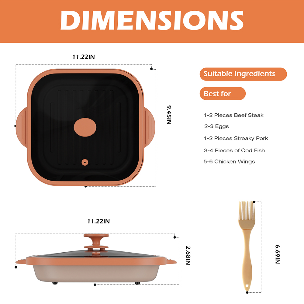 Microwave Glass Lid Square Pot