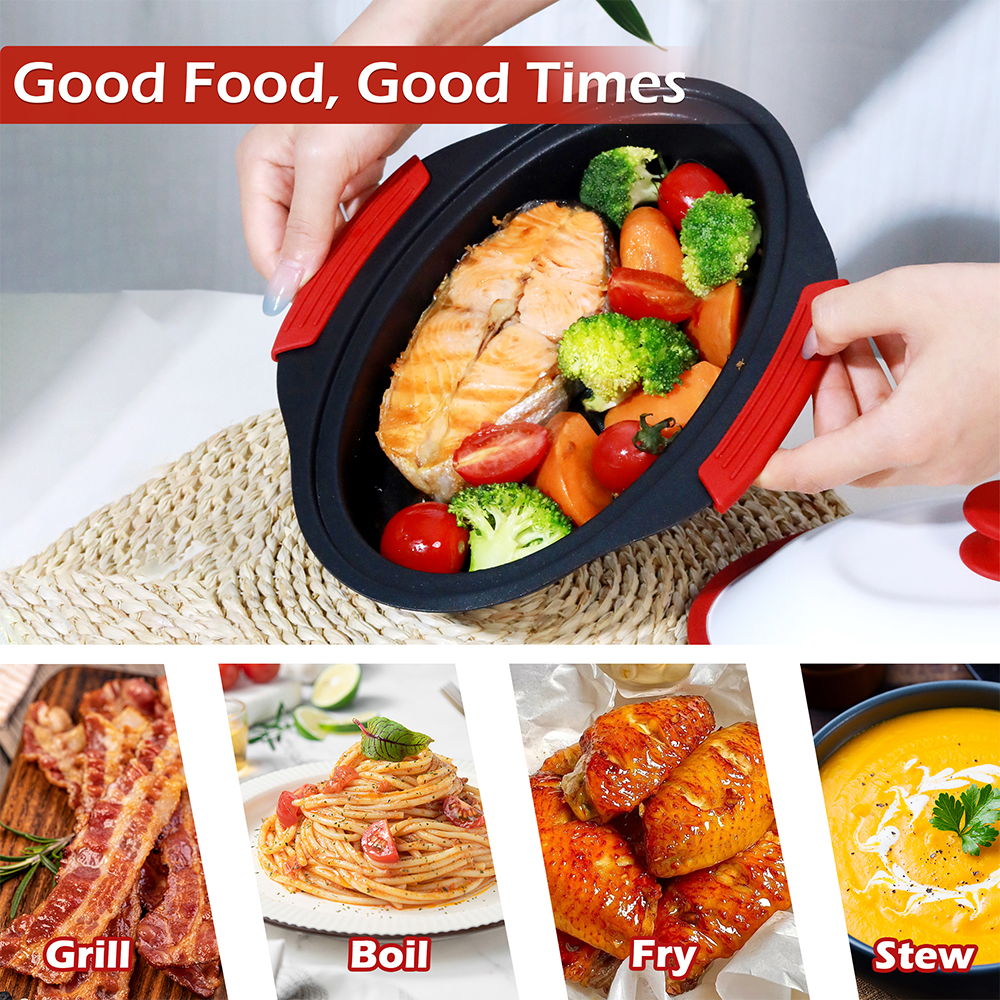 Microwave Steel Lid Oval Pot