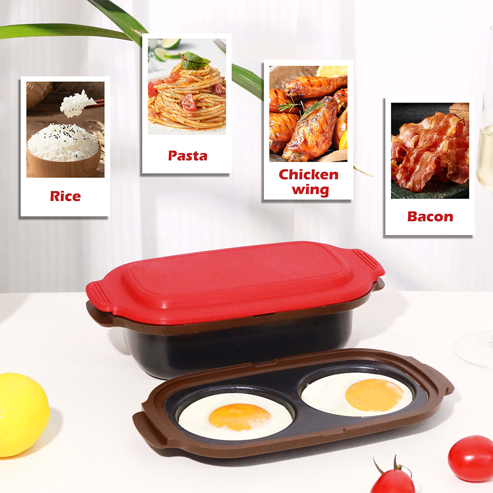 Microwave Double-Cell Egg Pan with Lid