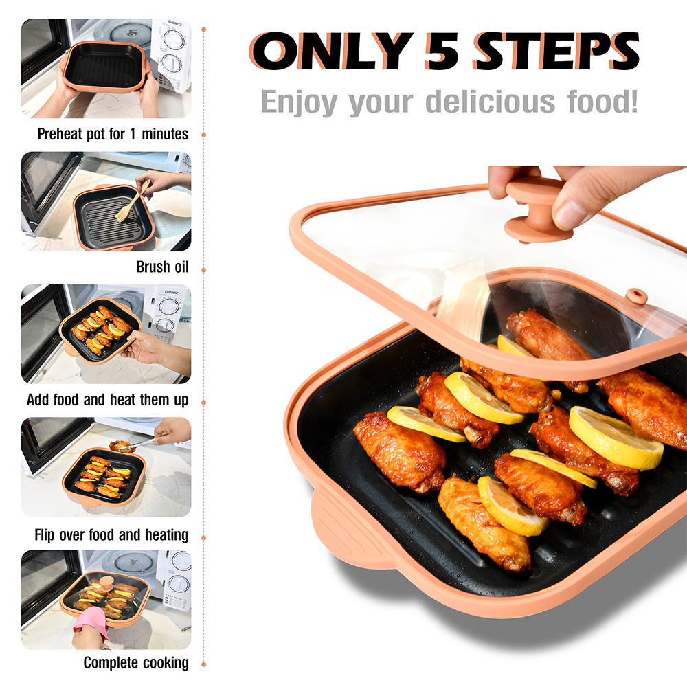 Microwave Glass Lid Square Pot
