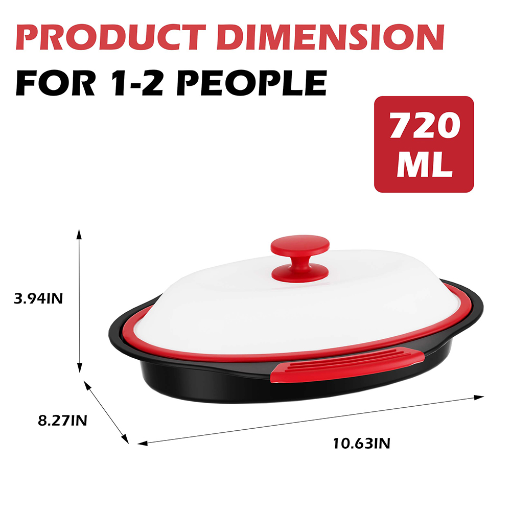 Microwave Steel Lid Oval Pot