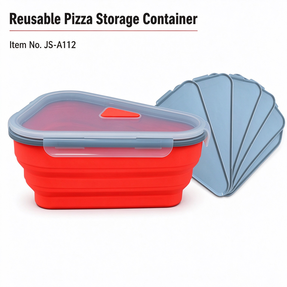 Reusable Pizza Storage Container with 5 Microwavable Serving Trays