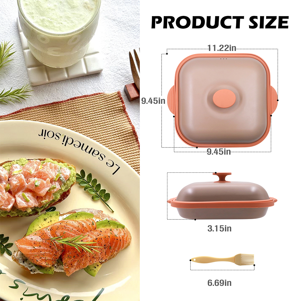 Microwave Steel Lid Square Pot