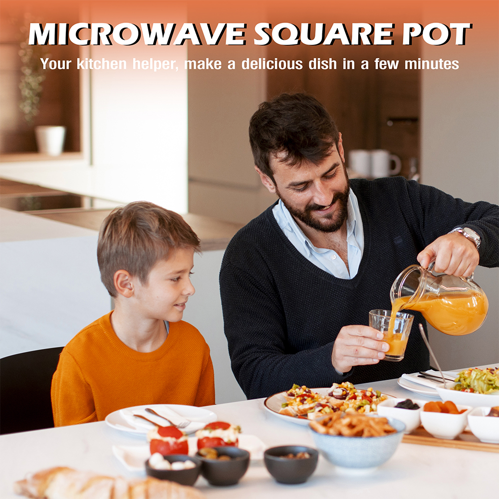 Microwave Steel Lid Square Pot