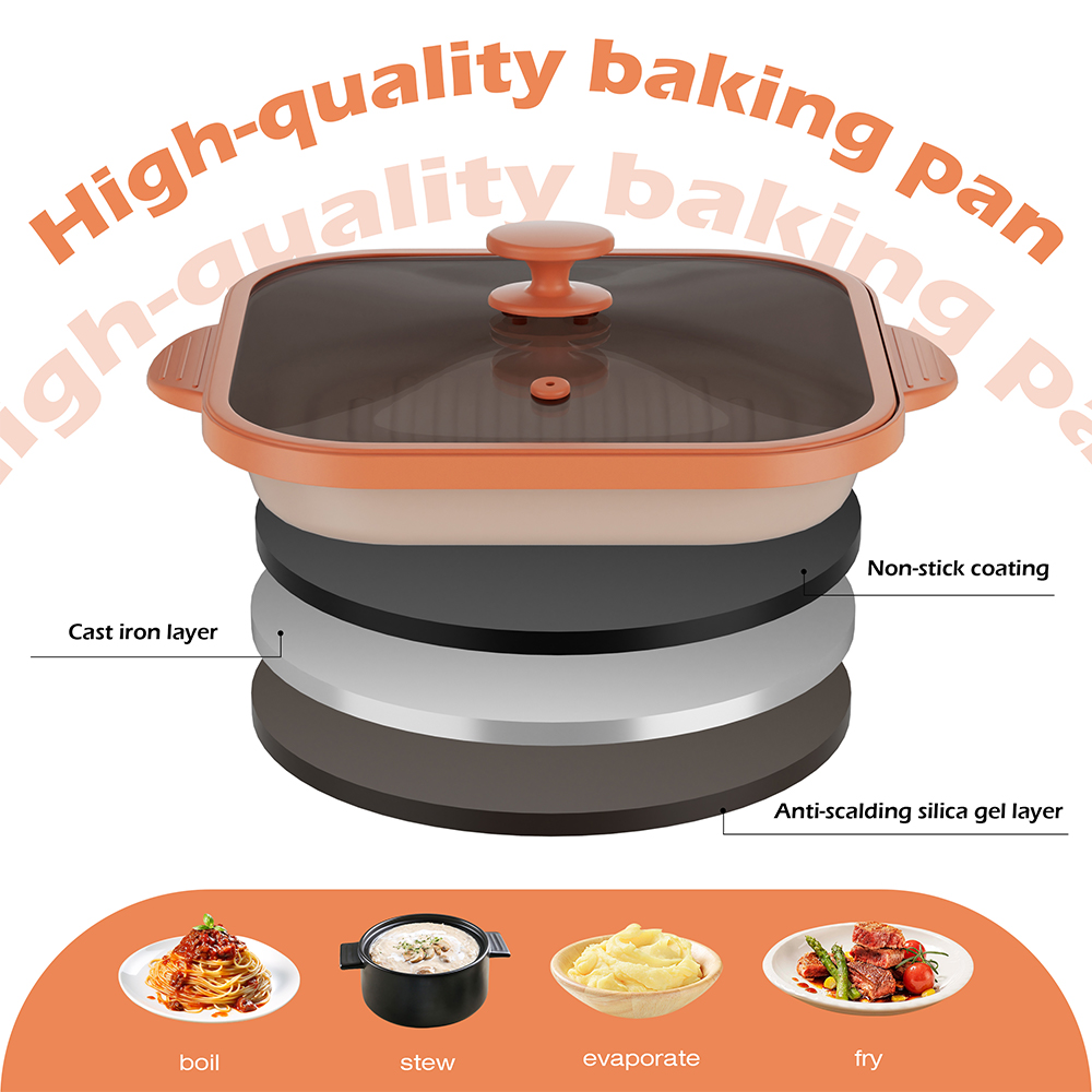 Microwave Glass Lid Square Pot