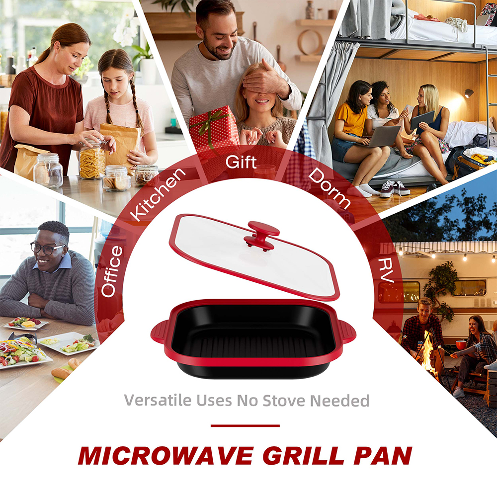 Microwave Glass Lid Square Pot