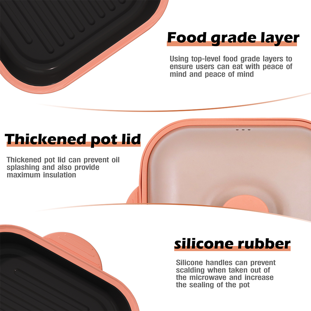 Microwave Steel Lid Square Pot