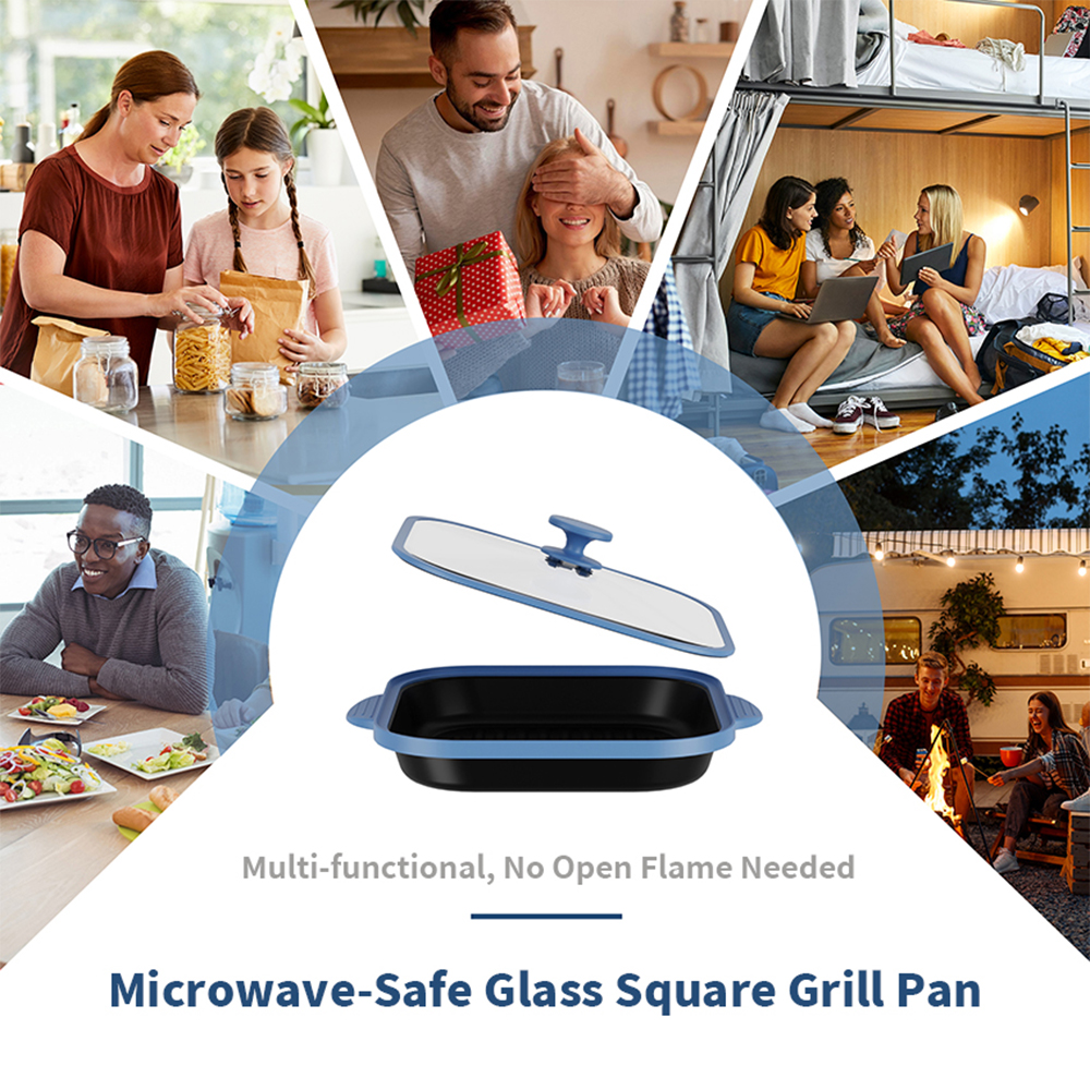 Microwave Glass Lid Square Pot