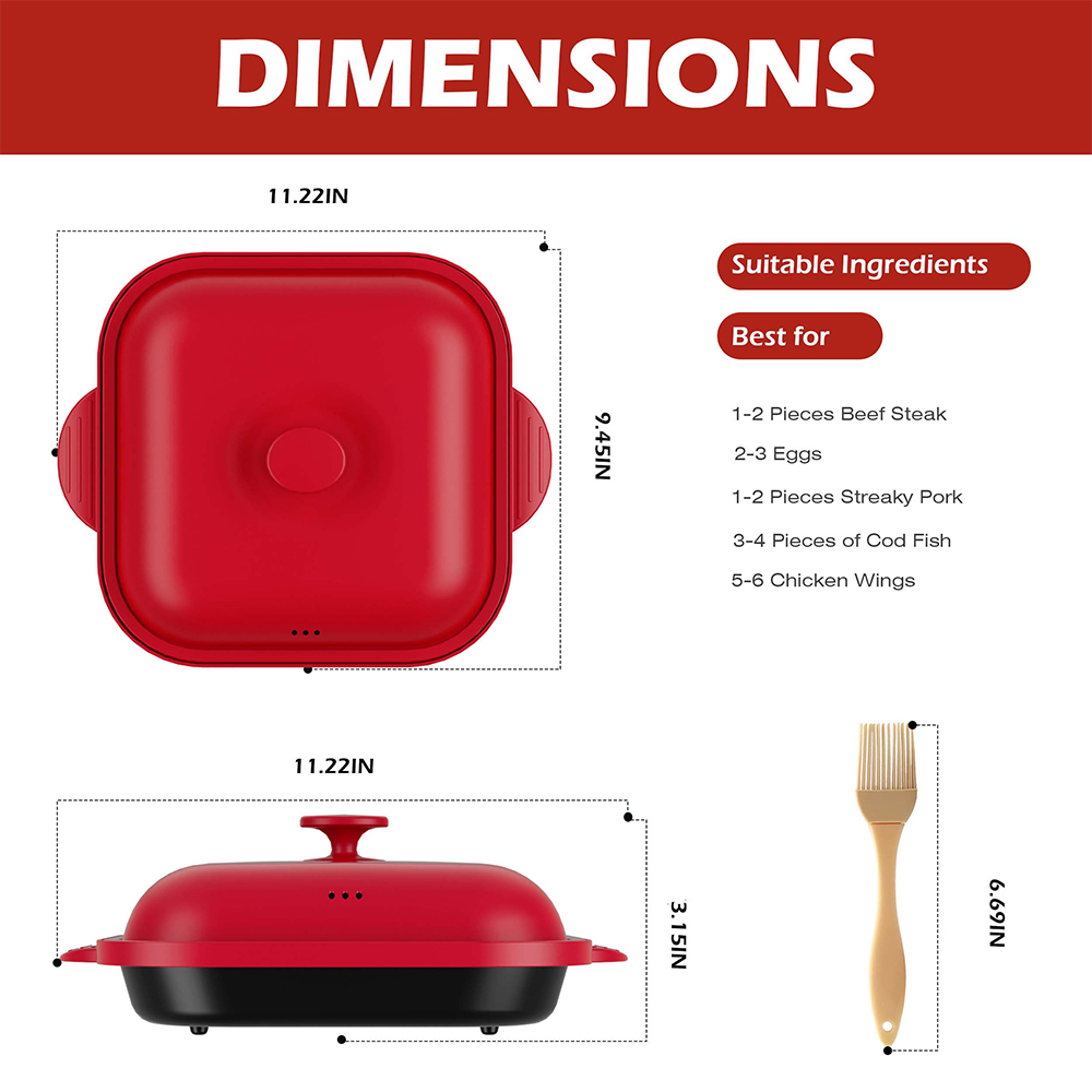 Microwave Steel Lid Square Pot