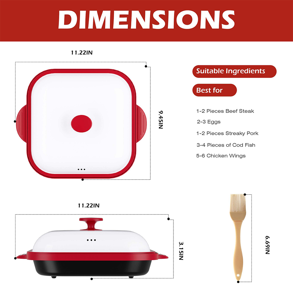 Microwave Steel Lid Square Pot
