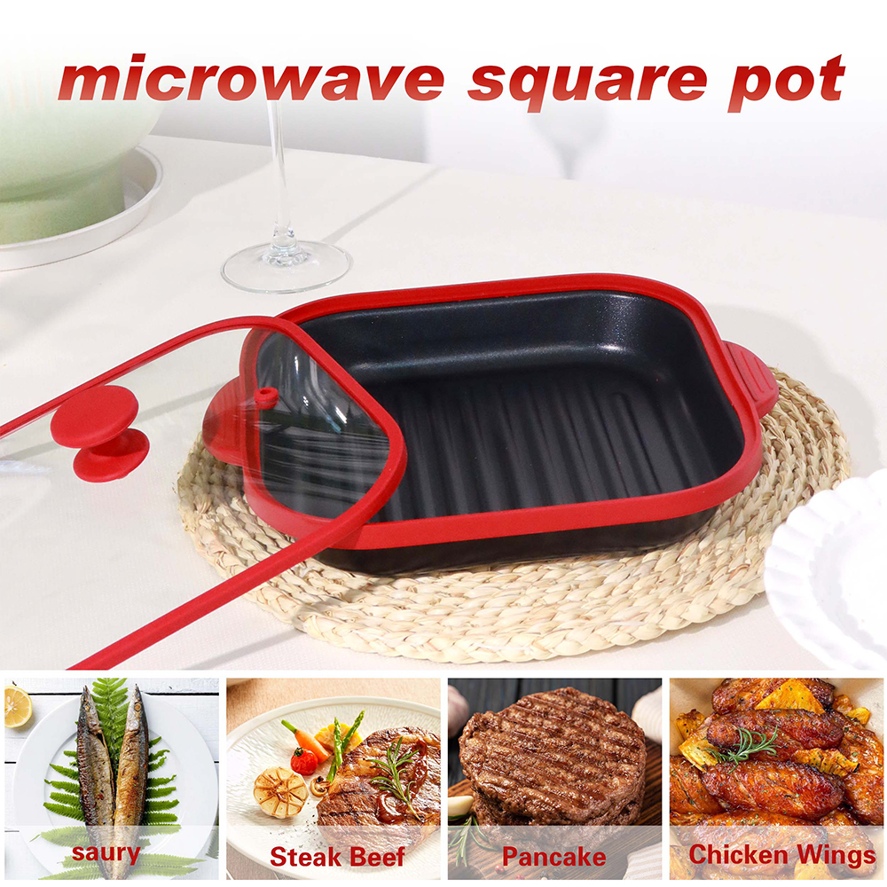 Microwave Glass Lid Square Pot