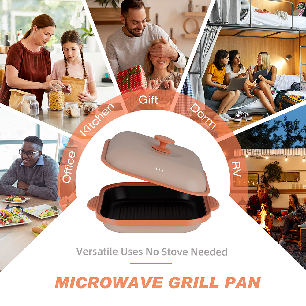 Microwave Steel Lid Square Pot