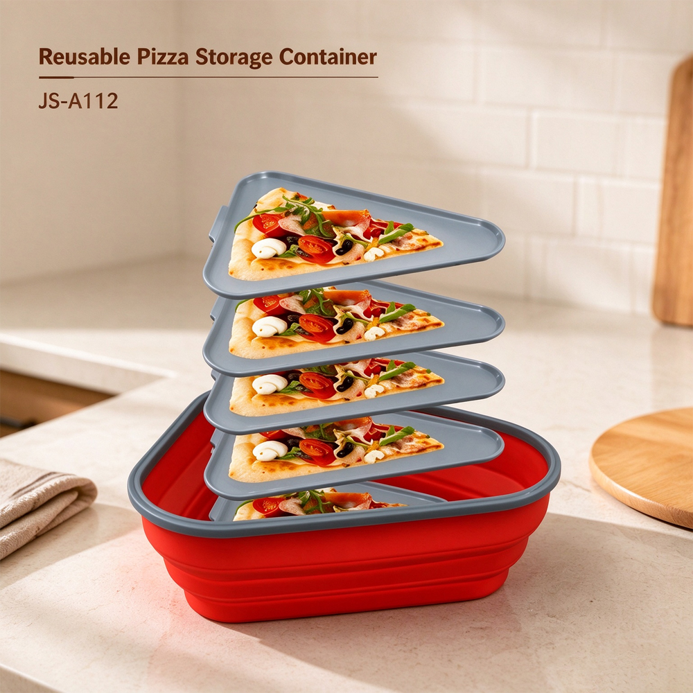Reusable Pizza Storage Container with 5 Microwavable Serving Trays(Large-size)