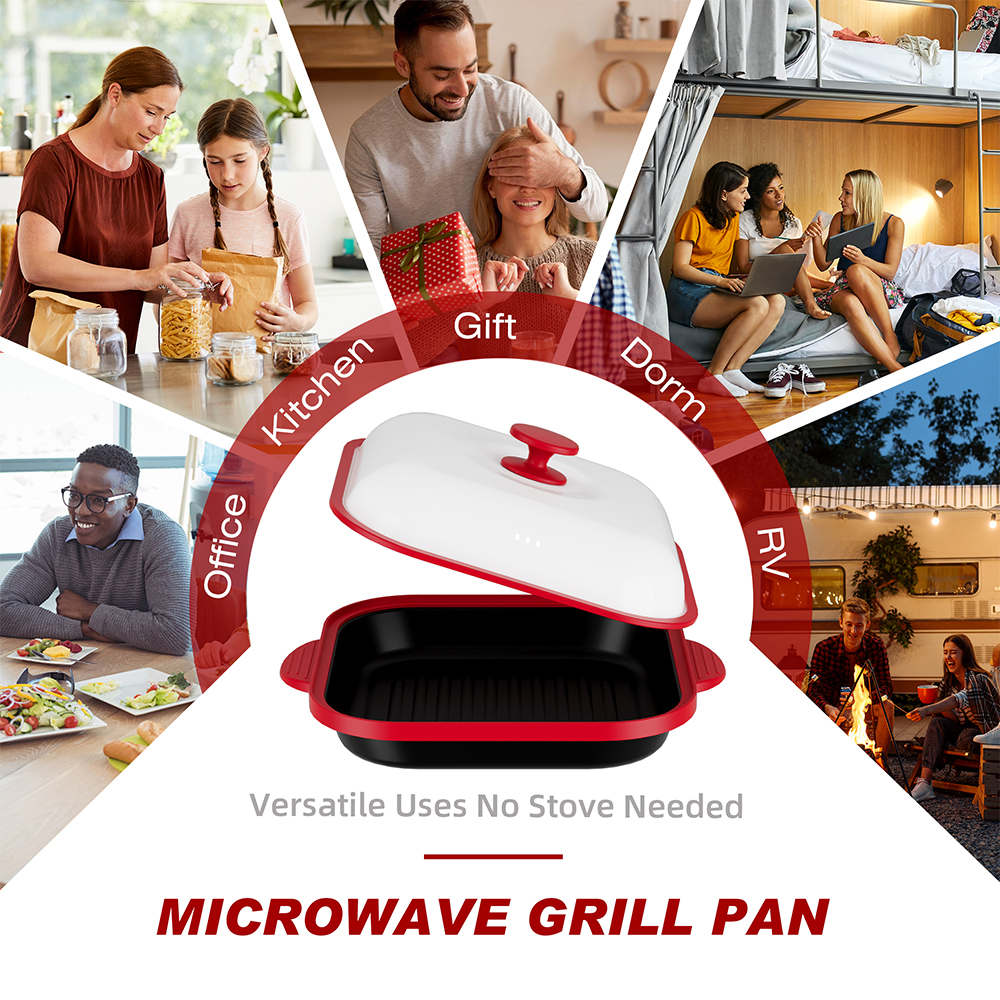 Microwave Steel Lid Square Pot