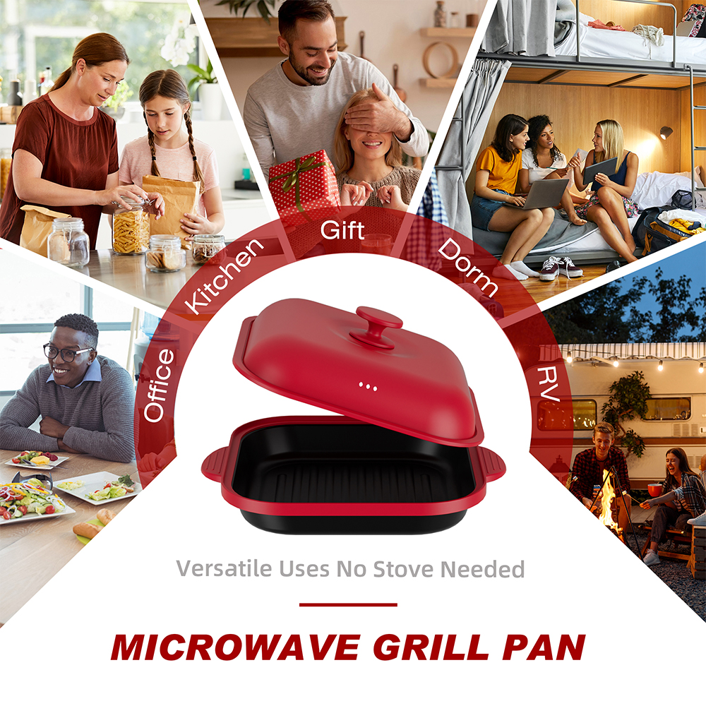 Microwave Steel Lid Square Pot