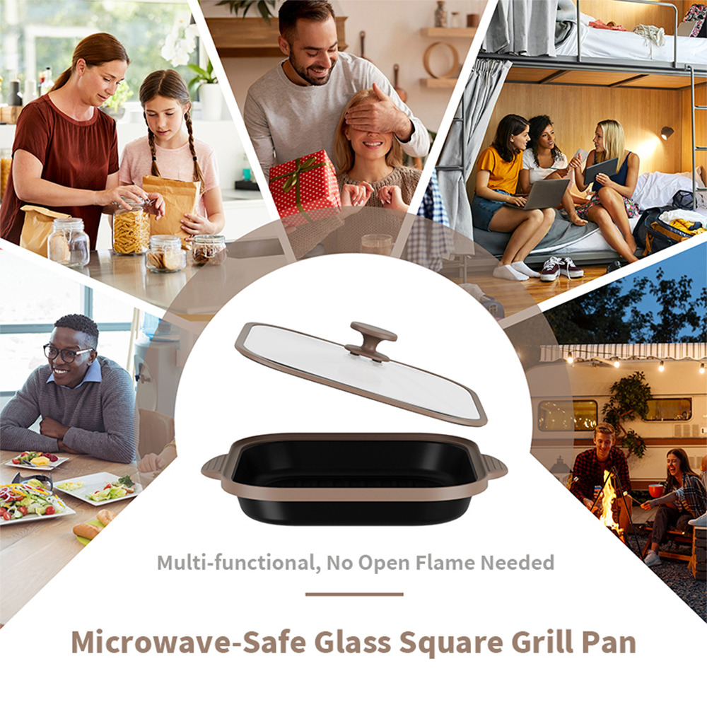 Microwave Glass Lid Square Pot