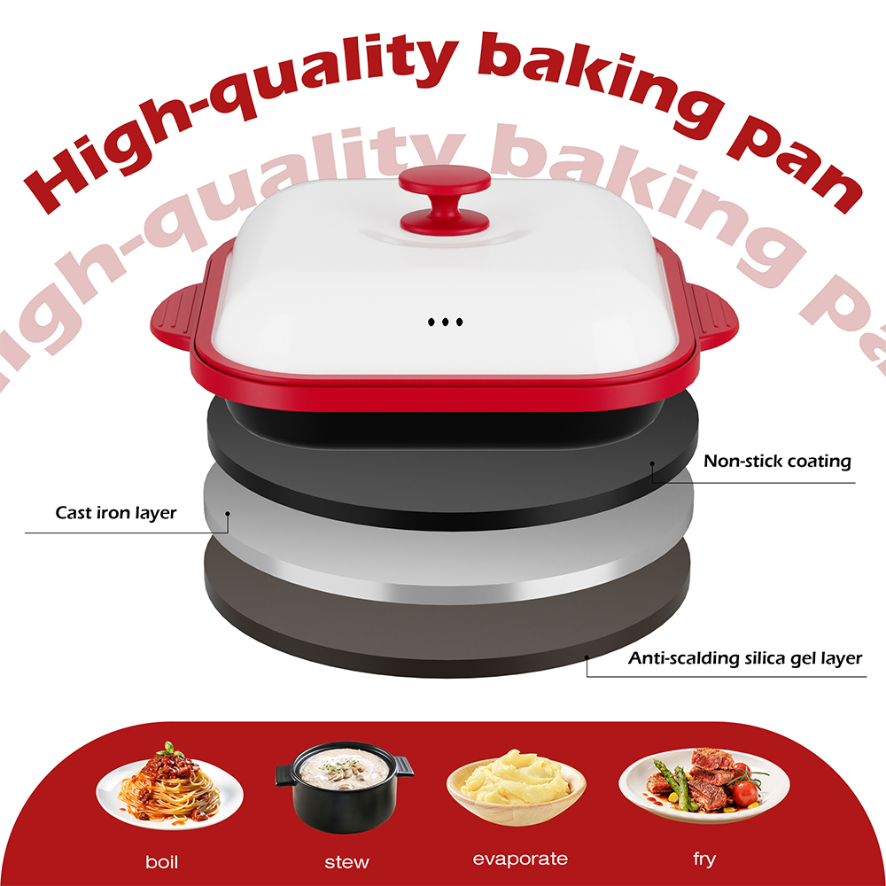 Microwave Steel Lid Square Pot