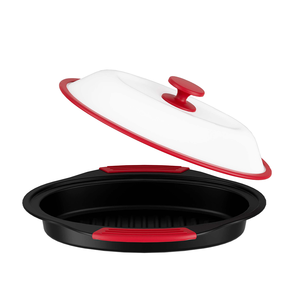 Microwave Steel Lid Oval Pot
