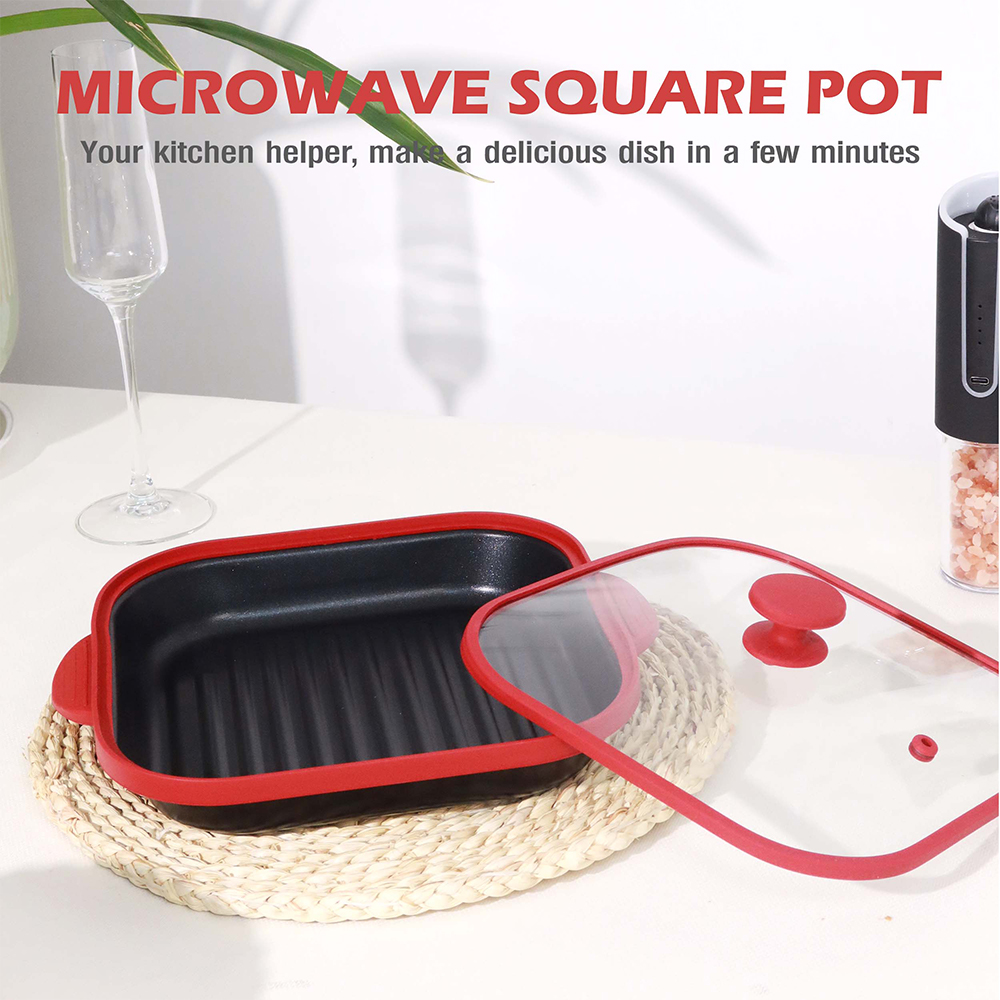 Microwave Glass Lid Square Pot
