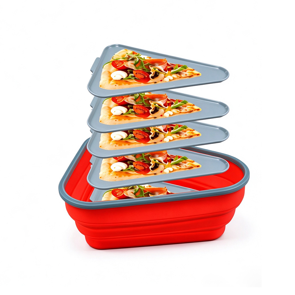 Reusable Pizza Storage Container with 5 Microwavable Serving Trays(Large-size)