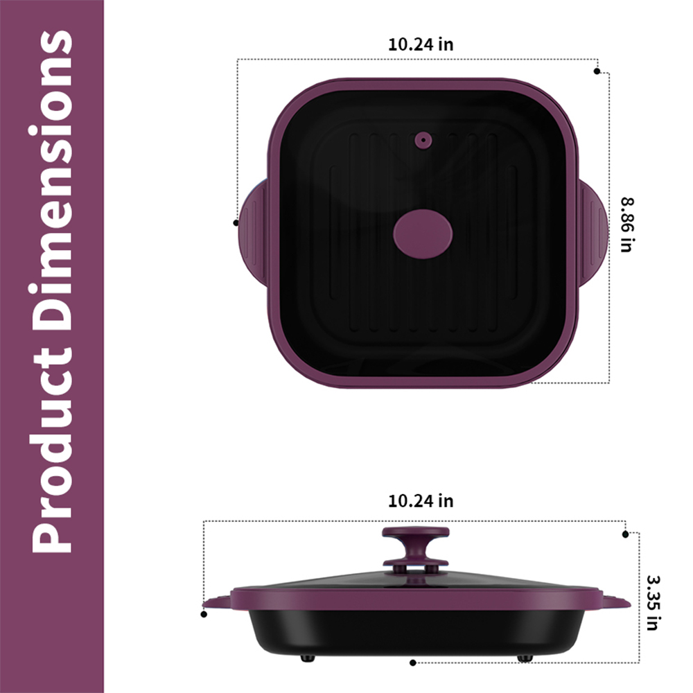 Microwave Glass Lid Square Pot