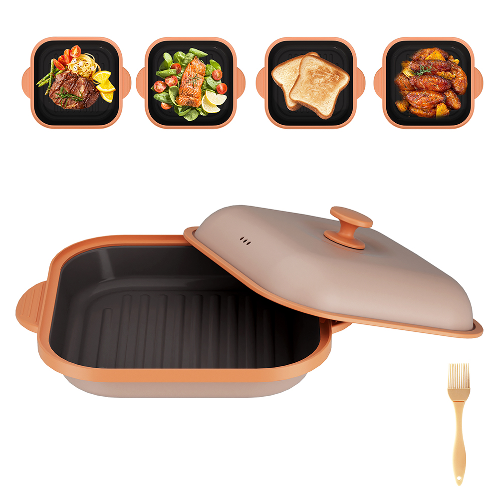 Microwave Steel Lid Square Pot
