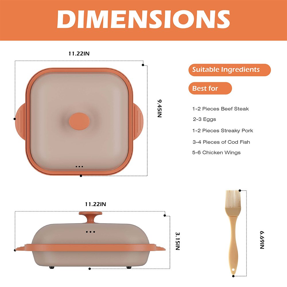 Microwave Steel Lid Square Pot