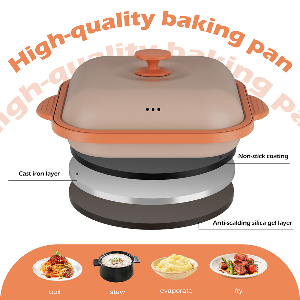 Microwave Steel Lid Square Pot