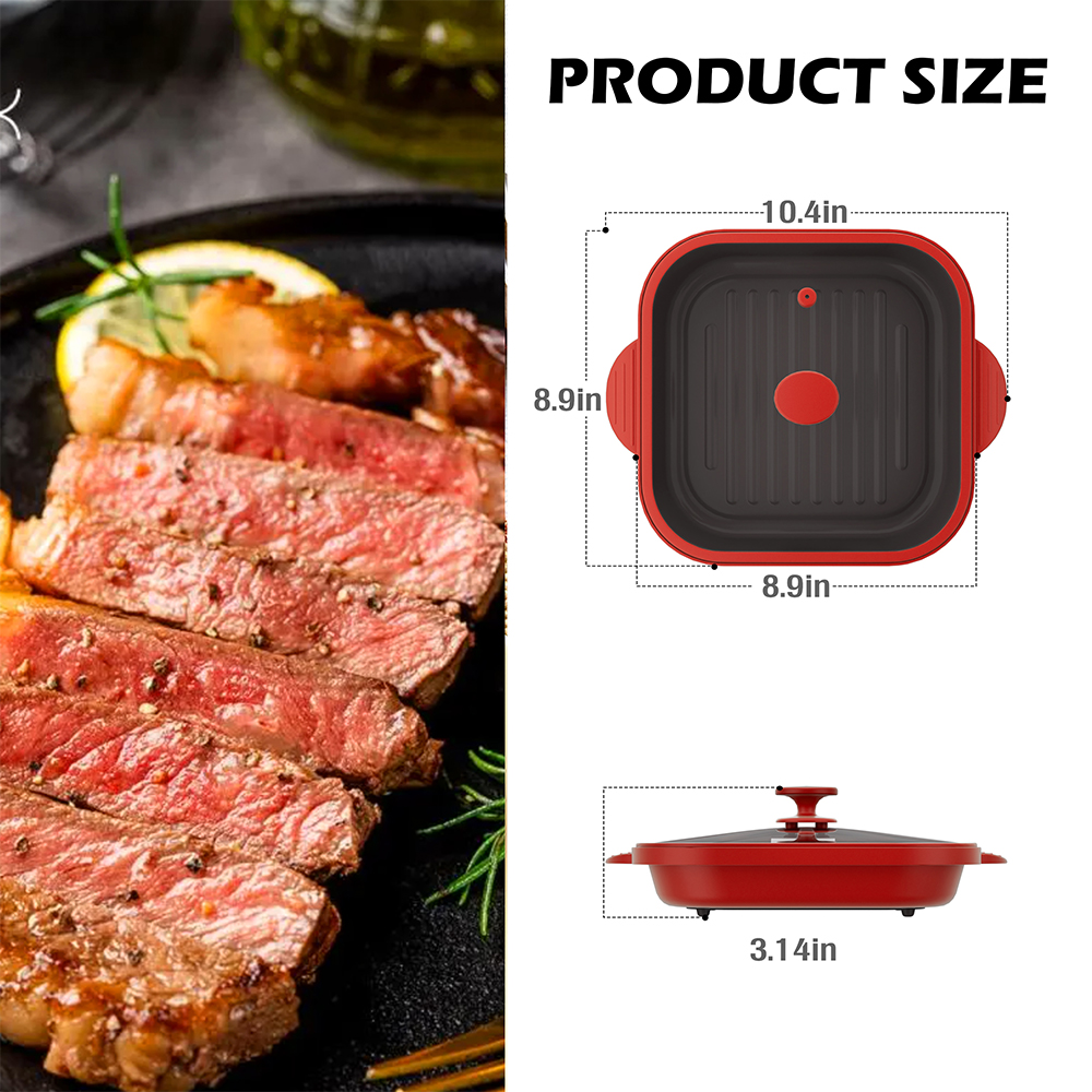 Microwave Glass Lid Square Pot