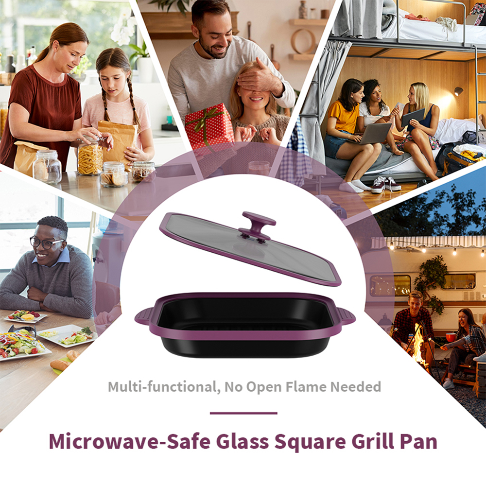 Microwave Glass Lid Square Pot