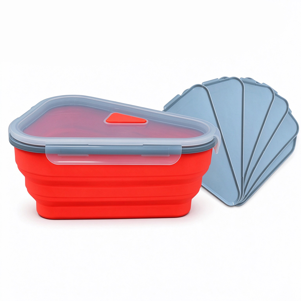 Reusable Pizza Storage Container with 5 Microwavable Serving Trays(Large-size)