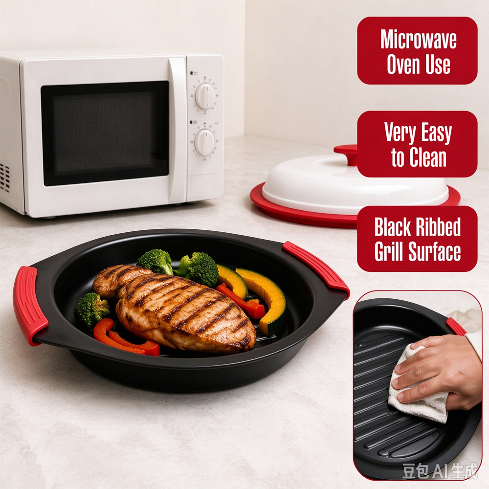 3-in-1 Microwave Shallow Big-Ear Grill Pan