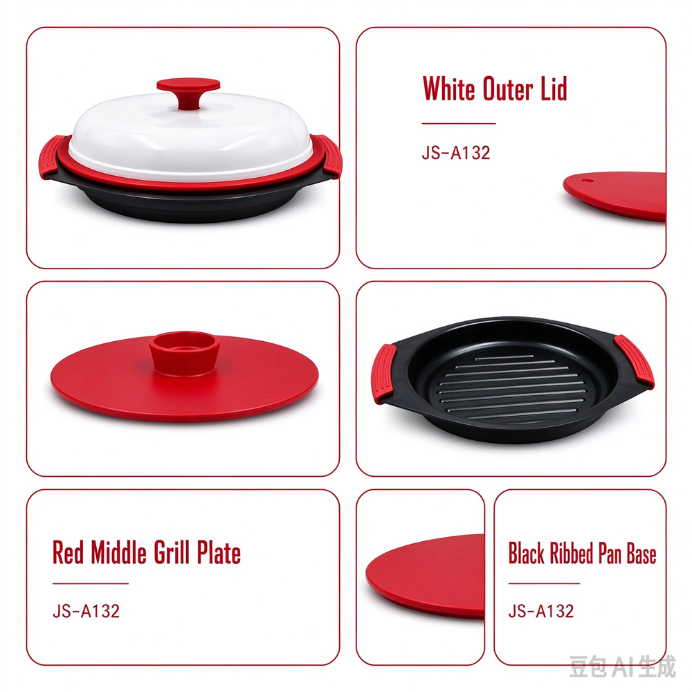 3-in-1 Microwave Shallow Big-Ear Grill Pan