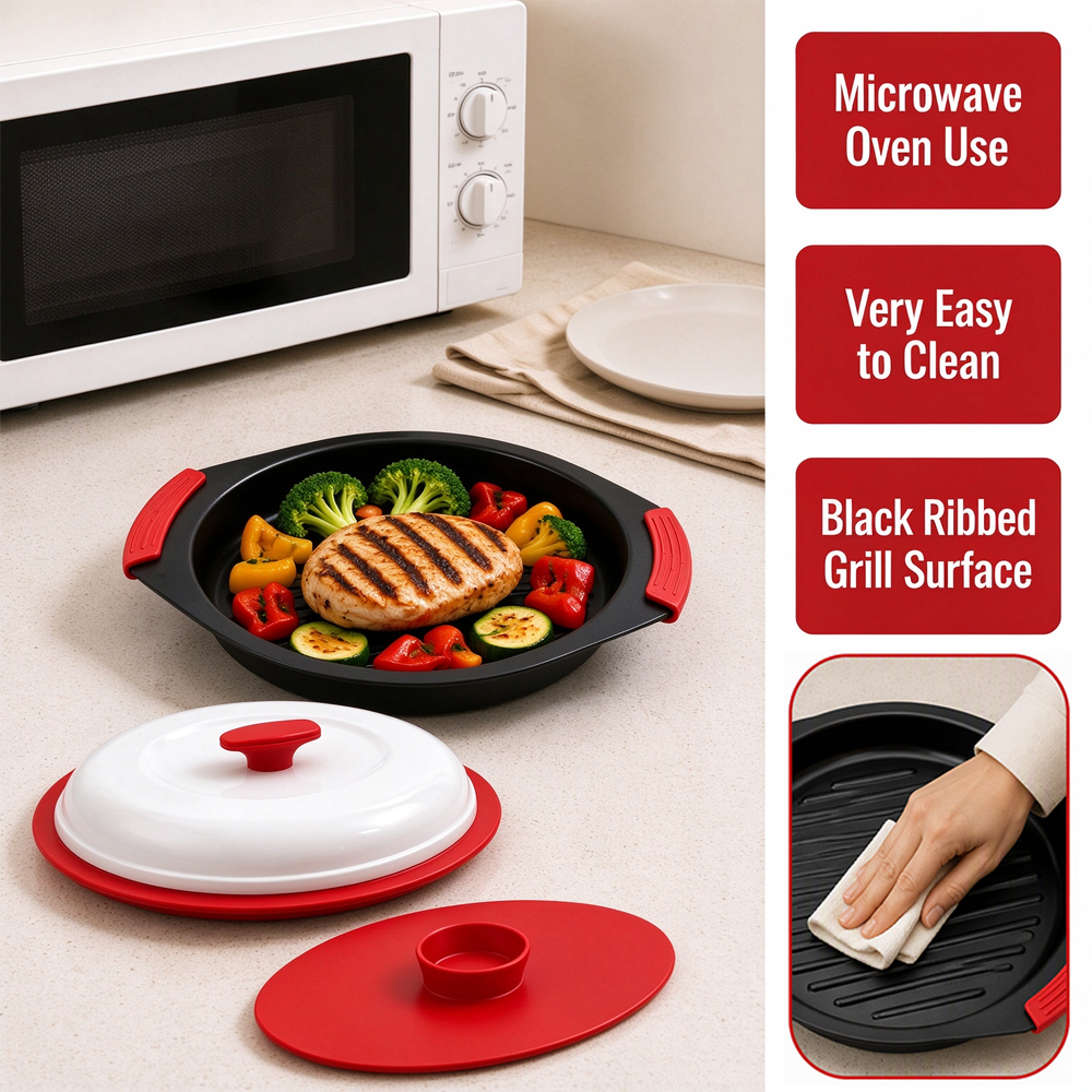 3-in-1 Microwave Shallow Big-Ear Grill Pan