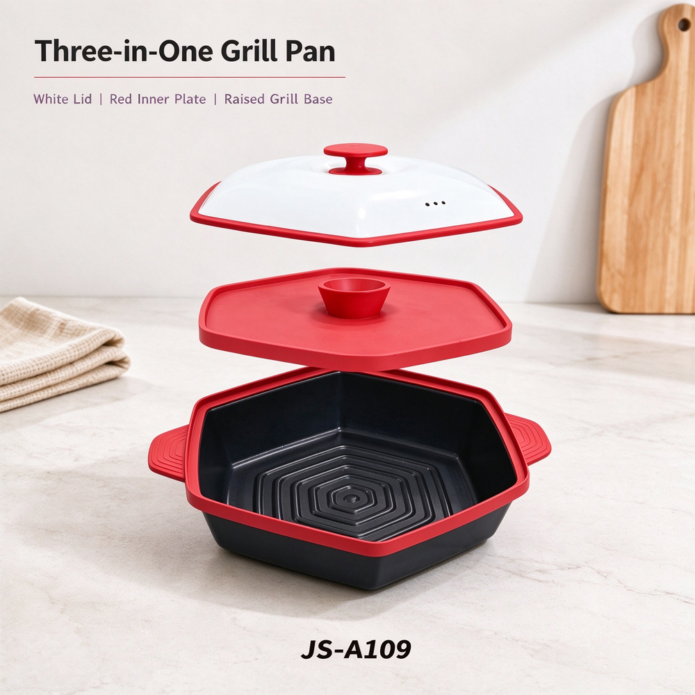 3-in-1 Microwave Hexagonal Grill Pan