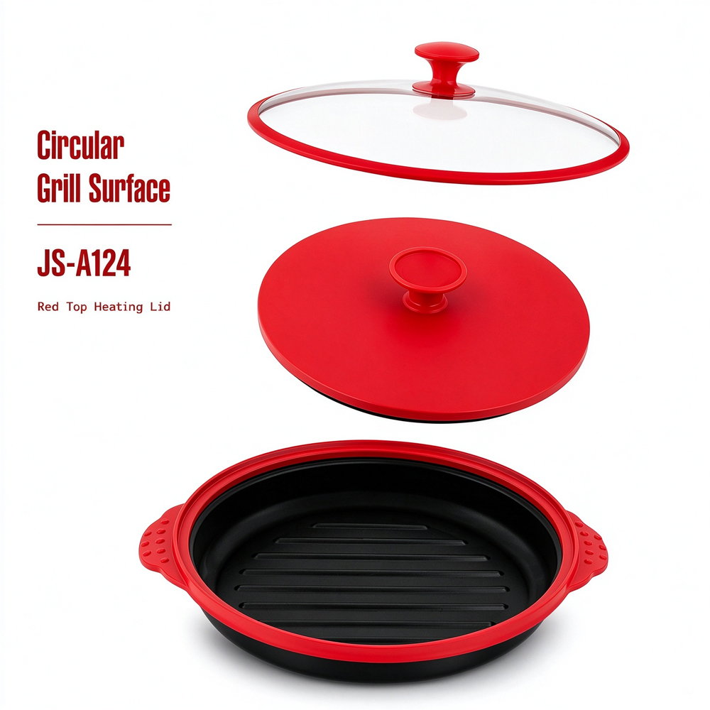 3-in-1 Microwave Glass Lid Round Grill Pot