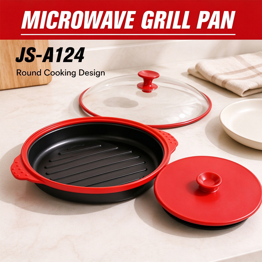3-in-1 Microwave Glass Lid Round Grill Pot