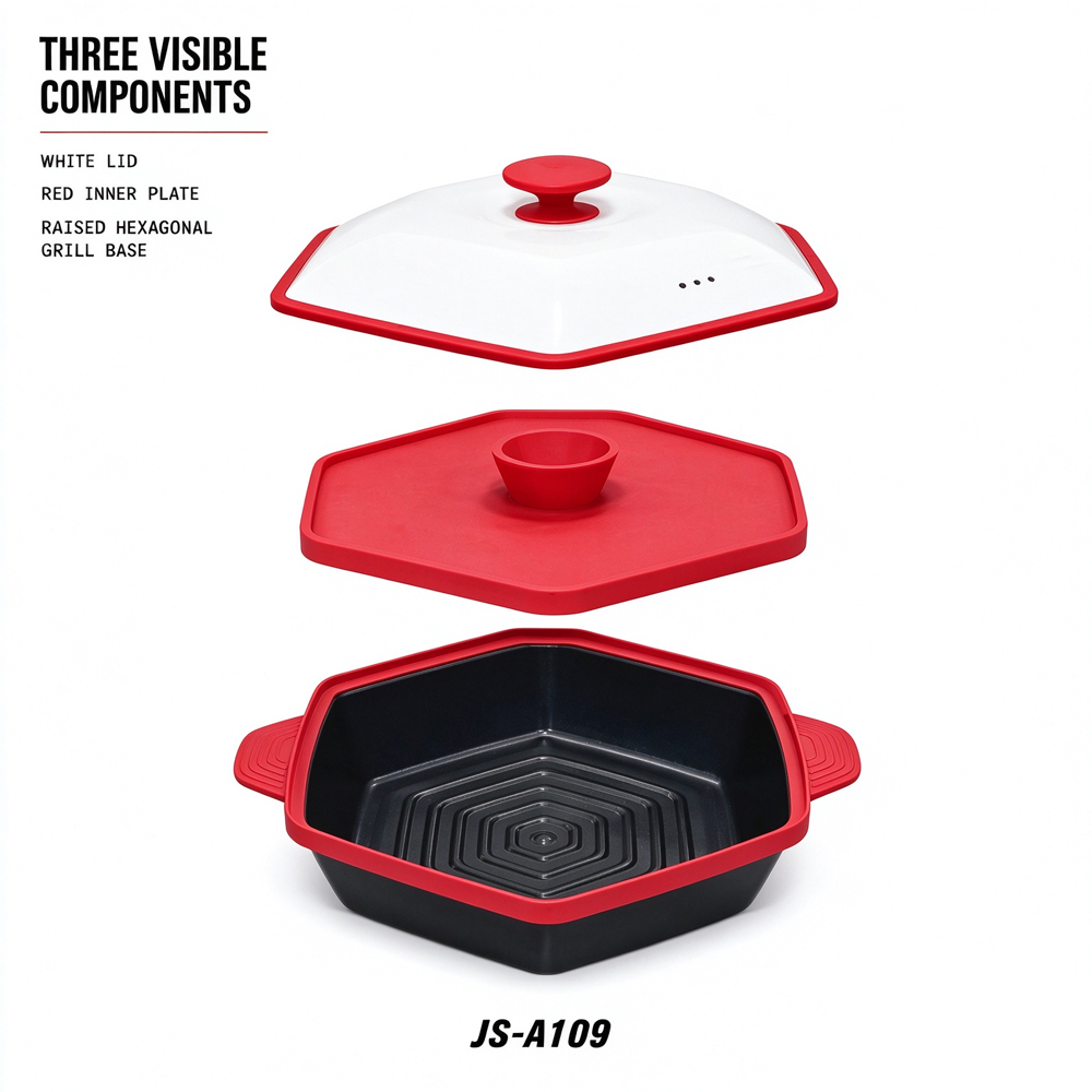 3-in-1 Microwave Hexagonal Grill Pan