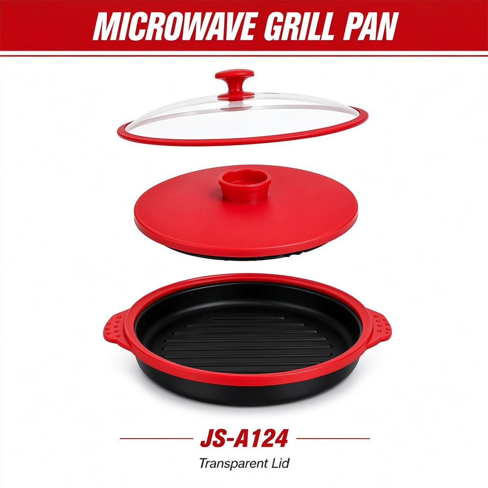 3-in-1 Microwave Glass Lid Round Grill Pot